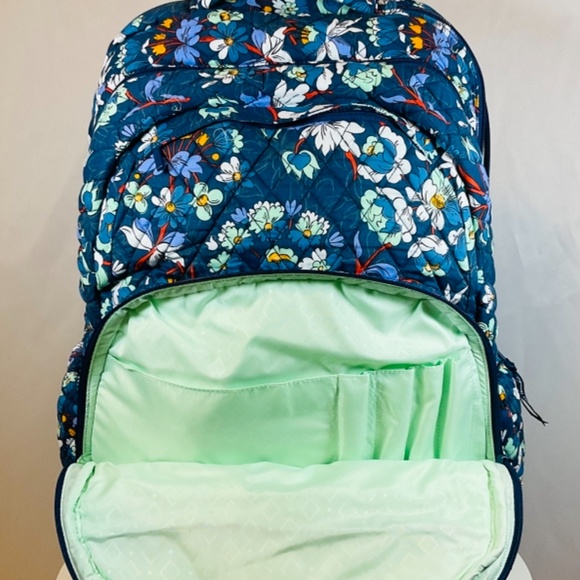 Vera Bradley Essential Large Backpack Laptop Blue Spring Break - Picture 6 of 9